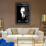 Atatürk Siyah Beyaz Anı Portre Cam Tablo – ATA136