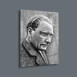 Atatürk Karakalem Portre Çalışması Cam Tablo – ATA146
