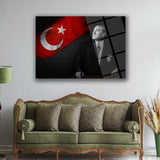 Atatürk ve Türk Bayrağı Portre Cam Tablo – ATA205