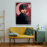 Atatürk Türk Bayrağı Önünde Cam Tablo – ATA175