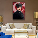 Atatürk Türk Bayrağı Önünde Cam Tablo – ATA175