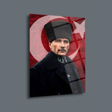 Atatürk Türk Bayrağı Önünde Cam Tablo – ATA175