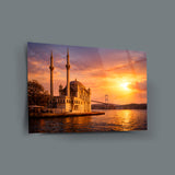 Gün Batımında Ortaköy Camii Cam Tablo - ISL250