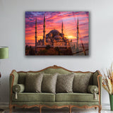 Gün Batımında Sultanahmet Camii Cam Tablo - ISL254