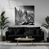 Kristal Dağlar Modern Kare Cam Tablo - MODK007