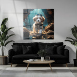 Sevimli Denizci Köpek Kare Cam Tablo - MODK110