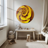 Altın Spiral Soyut Sanat Yuvarlak Cam Tablo - MODY097