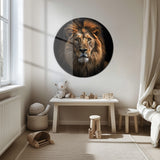 Aslan Portresi Yuvarlak Cam Tablo - MODY111