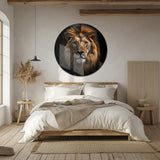Aslan Portresi Yuvarlak Cam Tablo - MODY111
