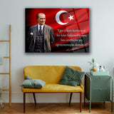 Atatürk Türk Bayrağı Önünde Cam Tablo – “Eğer Ülkeni Kurtaracak Bir Lider Bekliyorsan…” – ATA248
