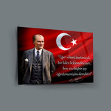 Atatürk Türk Bayrağı Önünde Cam Tablo – “Eğer Ülkeni Kurtaracak Bir Lider Bekliyorsan…” – ATA248