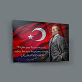Atatürk Türk Bayrağı Önünde Cam Tablo – “Çalışkan Olmak!” – ATA244