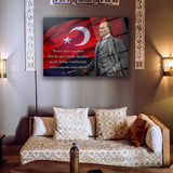 Atatürk Türk Bayrağı Önünde Cam Tablo – “Cumhuriyet İlelebet Payidar Kalacaktır” – ATA247
