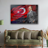 Atatürk Türk Bayrağı Önünde Cam Tablo – “Cumhuriyet İlelebet Payidar Kalacaktır” – ATA247