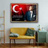Mustafa Kemal Atatürk Cam Tablo | "Vatanını En Çok Seven..." Sözü ve Bayrak - ATA123