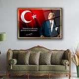 Mustafa Kemal Atatürk Cam Tablo | "Vatanını En Çok Seven..." Sözü ve Bayrak - ATA123