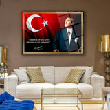 Mustafa Kemal Atatürk Cam Tablo | "Vatanını En Çok Seven..." Sözü ve Bayrak - ATA123