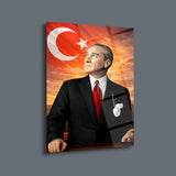 Atatürk Türk Bayrağı Fon Cam Tablo – ATA269