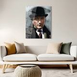 Atatürk portresi UV baskılı temperli cam tablo, parlak yüzeyli, rodajlı kenarlı, duvara asılmaya hazır modern dekor ürünü