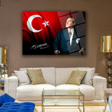 Atatürk İmzalı Türk Bayrağı Temalı Cam Tablo – ATA223
