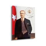 Mustafa Kemal Atatürk Cumhurbaşkanlığı Sembolü ve İmza Detaylı Cam Tablo – ATA303