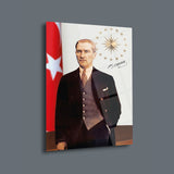 Mustafa Kemal Atatürk Cumhurbaşkanlığı Sembolü ve İmza Detaylı Cam Tablo – ATA303