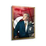 Mustafa Kemal Atatürk İmzalı Türk Bayraklı Modern Cam Tablo – ATA304