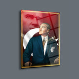 Mustafa Kemal Atatürk İmzalı Türk Bayraklı Modern Cam Tablo – ATA304