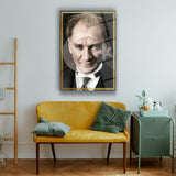 Mustafa Kemal Atatürk Türk Bayrağı Efektli Modern Cam Tablo – ATA305