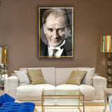 Mustafa Kemal Atatürk Türk Bayrağı Efektli Modern Cam Tablo – ATA305