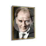 Mustafa Kemal Atatürk Türk Bayrağı Efektli Modern Cam Tablo – ATA305