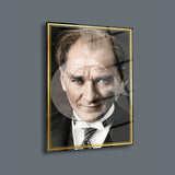 Mustafa Kemal Atatürk Türk Bayrağı Efektli Modern Cam Tablo – ATA305