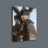 Mustafa Kemal Atatürk Kalpaklı Askeri Portre Cam Tablo – ATA293