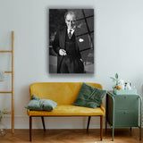 Mustafa Kemal Atatürk Siyah Beyaz Portre Cam Tablo – ATA282