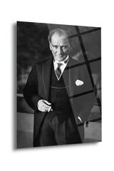 Mustafa Kemal Atatürk Siyah Beyaz Portre Cam Tablo – ATA282