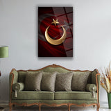 Türk Bayrağı Altın Hilal Yıldız Cam Tablo – ATA276