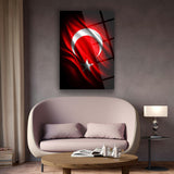 Türk Bayrağı Modern Hilal Yıldız Cam Tablo – ATA280