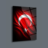 Türk Bayrağı Modern Hilal Yıldız Cam Tablo – ATA280