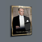 Atatürk “Türk; Öğün, Çalış, Güven” Cam Tablo – ATA254