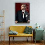 Atatürk Portre Cam Tablo – Kırmızı Arka Plan – ATA257