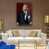 Atatürk Portre Cam Tablo – Kırmızı Arka Plan – ATA257