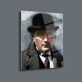 Atatürk Portre Cam Tablo – UV Baskılı Temperli Cam Duvar Dekoru | Modern ve Anlamlı Tasarım - ATA001