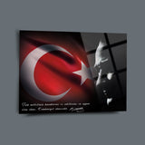 Türk Bayrağı ve Atatürk Portre Cam Tablo - ATA109