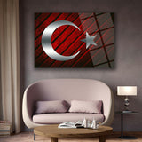 Türk Bayrağı Metal Efektli Cam Tablo – ATA316