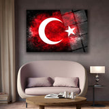 Türk Bayrağı Galaksi Cam Tablo - ATA321