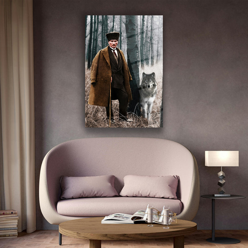 Atatürk ve Bozkurt Orman Portresi Cam Tablo – ATA190