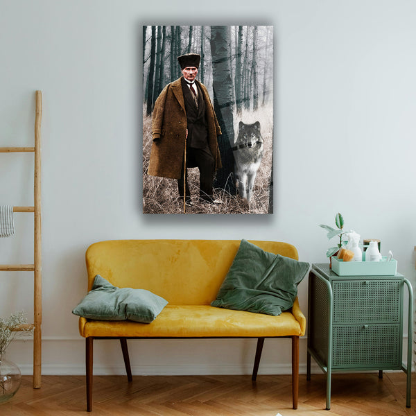 Atatürk ve Bozkurt Orman Portresi Cam Tablo – ATA190