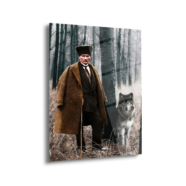 Atatürk ve Bozkurt Orman Portresi Cam Tablo – ATA190