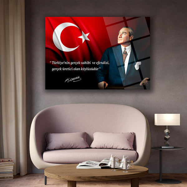 Atatürk’ün “Türkiye’nin Gerçek Sahibi ve Efendisi Köylüdür” Sözü ile Cam Tablo – ATA221