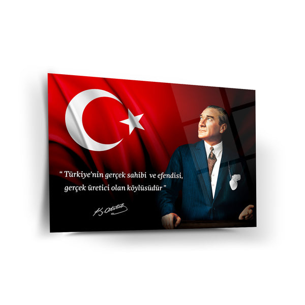 Atatürk’ün “Türkiye’nin Gerçek Sahibi ve Efendisi Köylüdür” Sözü ile Cam Tablo – ATA221